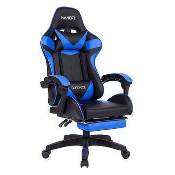 Крісло геймерське з підставкою для ніг Hanert G-Force Black/Blue 78311 фото