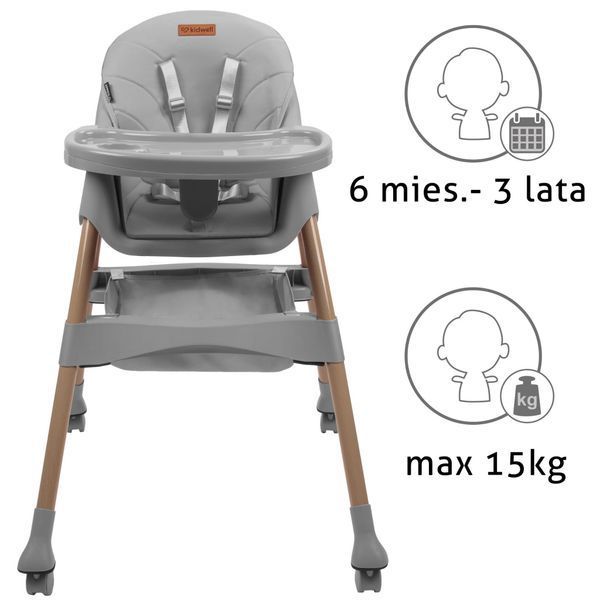 Стільчик для годування Kidwell KARIMI Grey 23868 фото