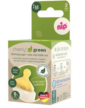 Соска кругла Cherry Green (латекс)(від 0 м.),М (середній потік),(2 шт)/ NIP 33043 фото