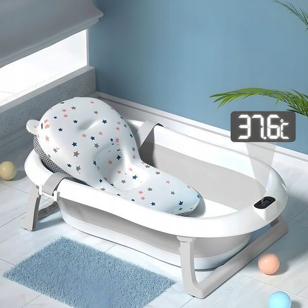 Дитяча ванна складна з подушкою, термометром Hanert KinderBad Grey 78158 фото