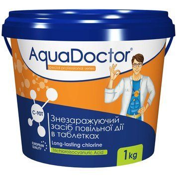 Хлор для басейну тривалої дії AquaDoctor C-90T 1кг 70860 фото
