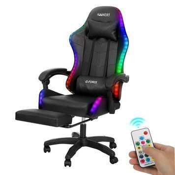 Крісло геймерське з підсвічуванням Hanert G-Force Black + RGB 78316 фото