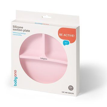 Мисочка на три секції силіконова з присоскою (Рожевий) /"Babyono" 1482/02 фото